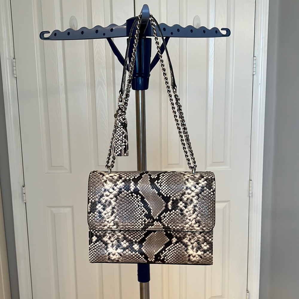 Tory Burch leather snake print convertible shoulder bag